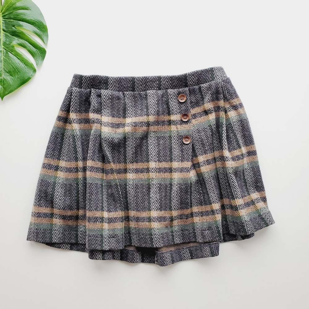 Zara Girls Grey Plaid Check Skirt Size 9-10
